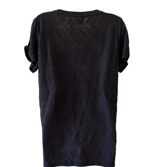 Peace & Pearls Woman Size M Navy Blue Textured Knit Top Tunic Short Sleeve - Picture 4 of 11
